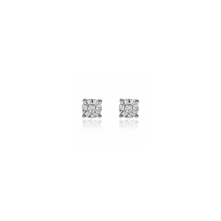 Små diamant örhängestift i 14 karat vitguld med diamanter