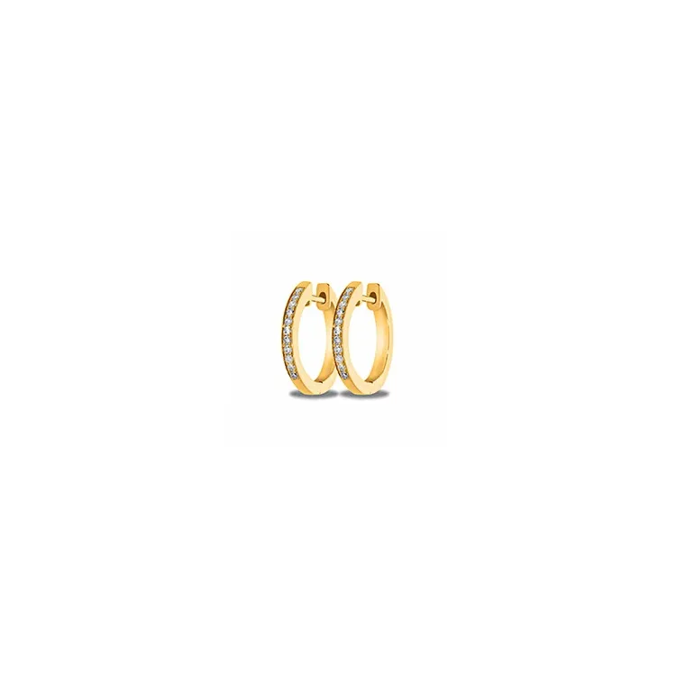11 mm diamant creol i 14 karat guld med diamant 