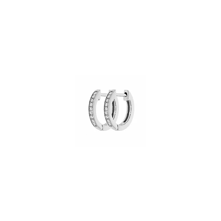 diamant creol i 14 karat vitguld med diamant 