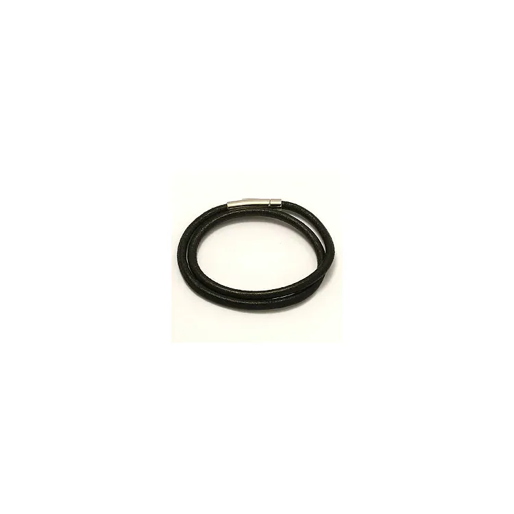 läder CARI armband i sort läder med stål lås  x 4,0 mm