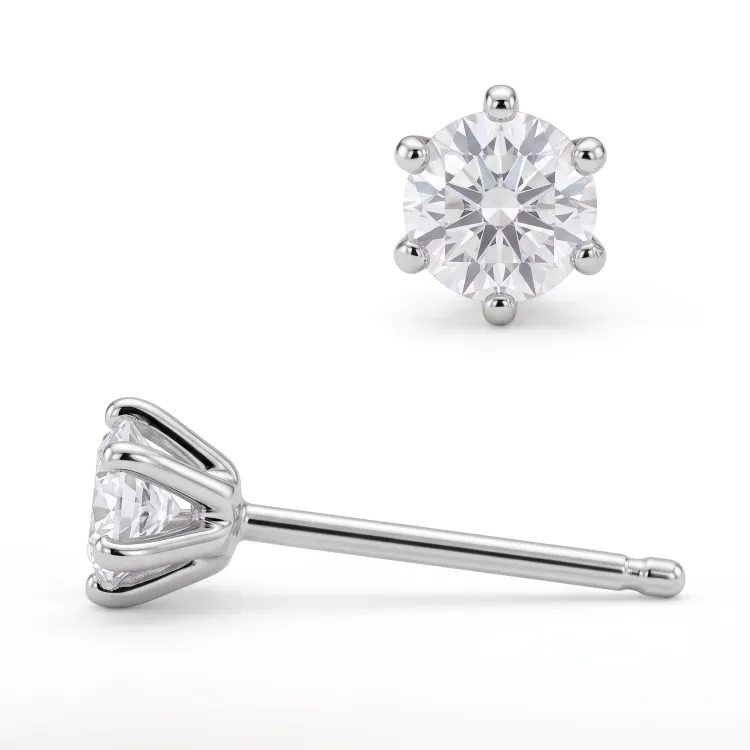 2 x 0,10 ct solitäreörhängestift i silver med lab grown diamant (HPHT) 