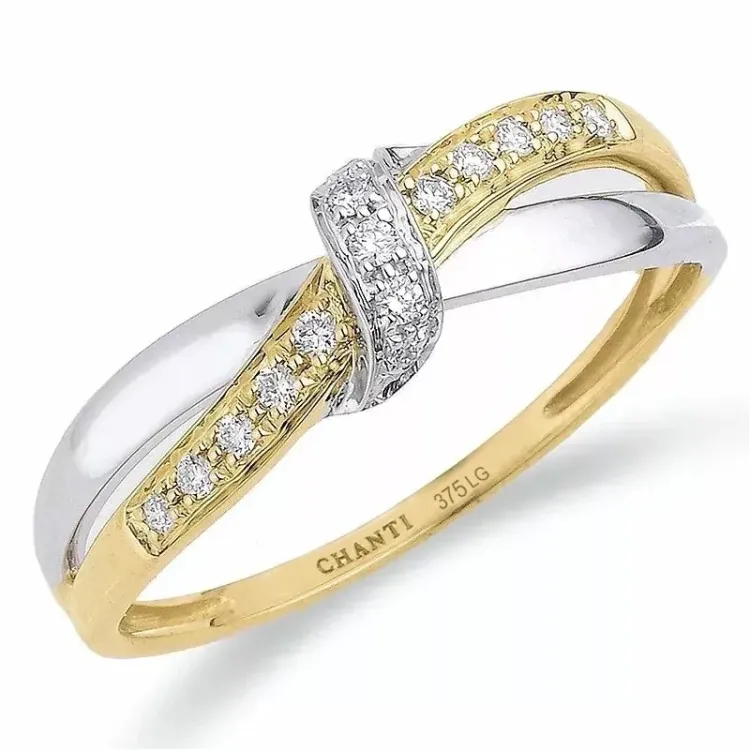 lab grown diamant ring i 9 karat guld- och vitguld 0,10 ct