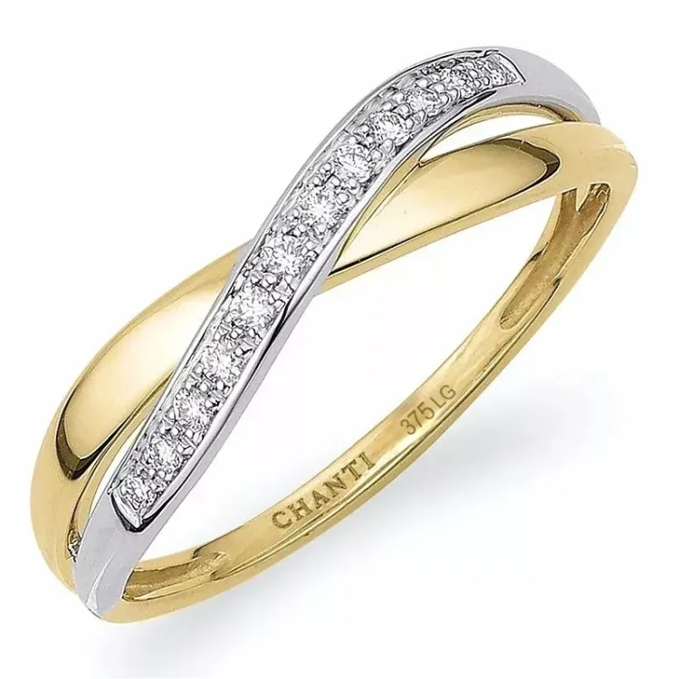 lab grown diamant ring i 9 karat guld- och vitguld 0,08 ct