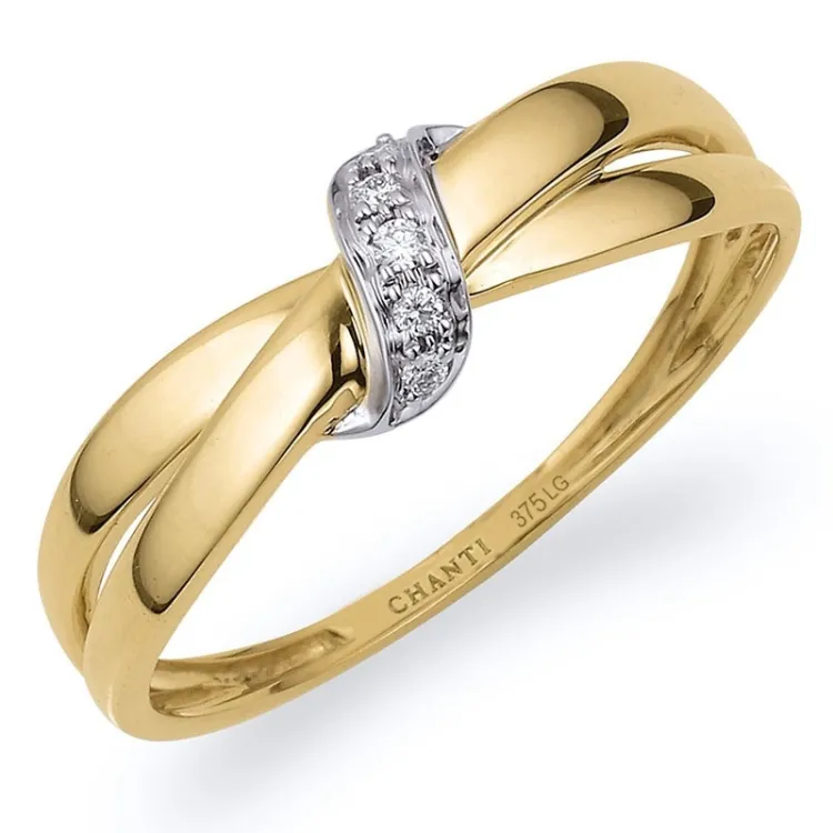 lab grown diamant ring i 9 karat guld- och vitguld 0,03 ct