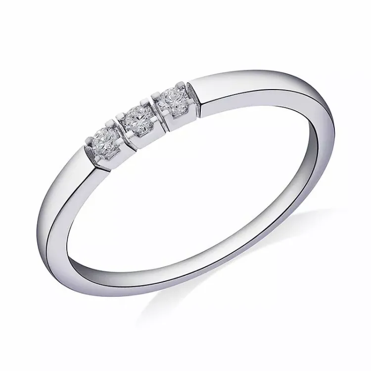 Diamant vitgulds alliancring i 14  karat vitguld 0,09 ct