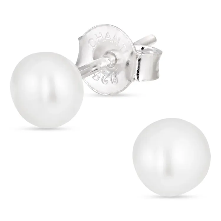 5-5,5 mm vita pärlörhängestift i silver