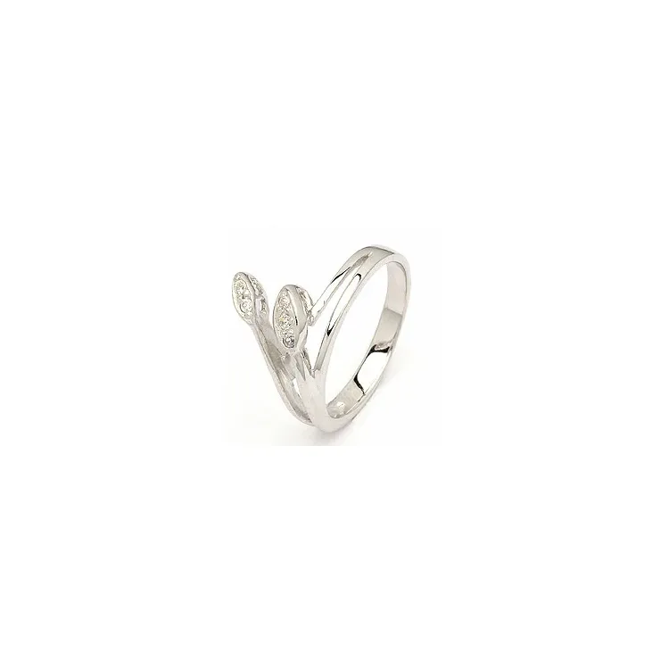 Blad ring i silver