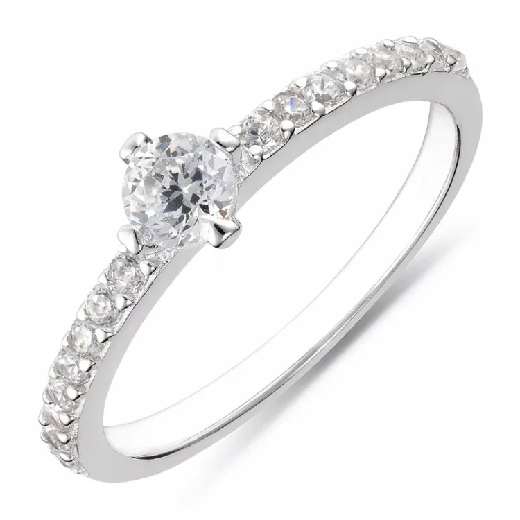 Smal vit zirkon ring i silver