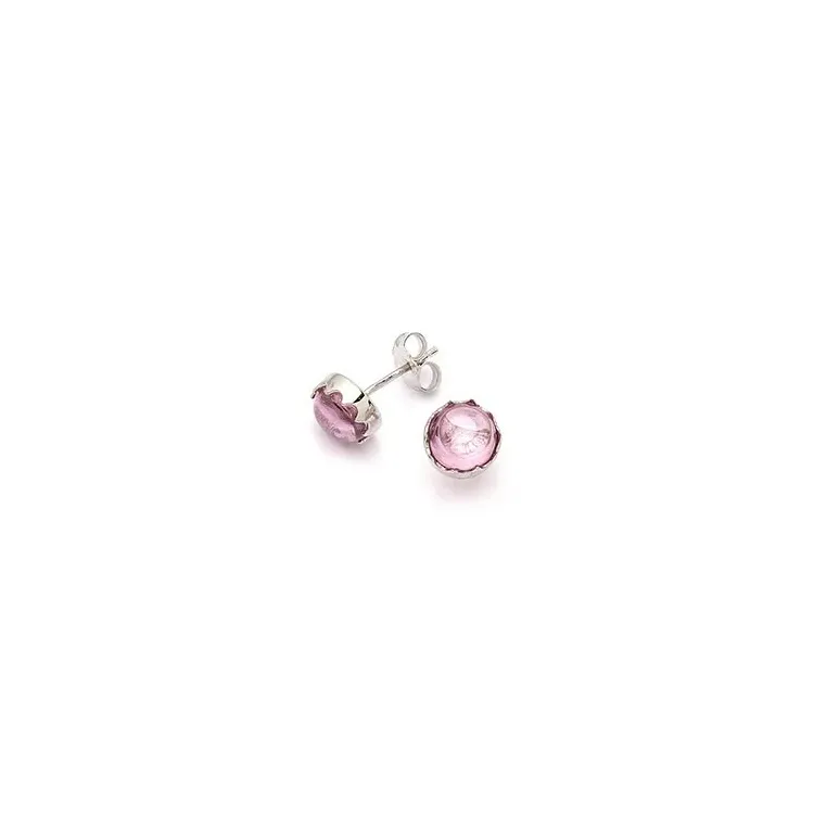 8 mm rosa örhängen i rhodinerat silver