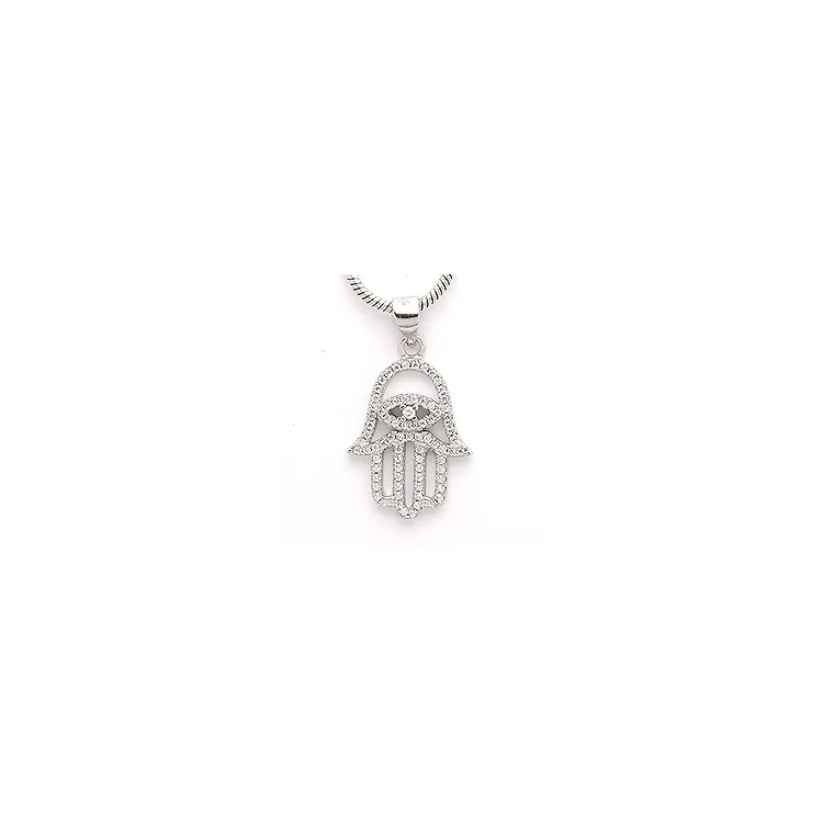 Hamsas hand zirkon hängen i silver