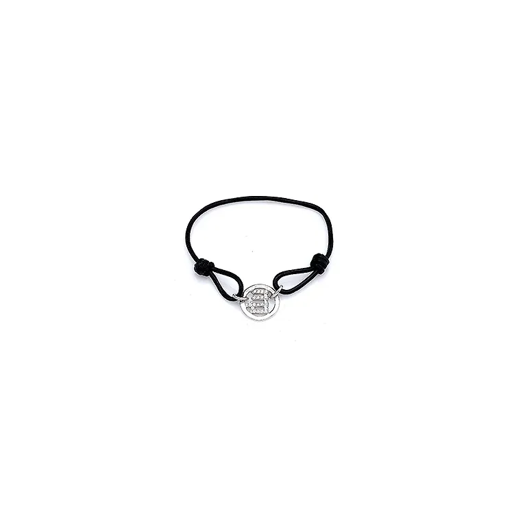 jungfru armband i läder med hängen i silver
