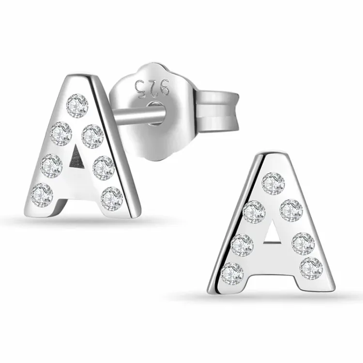 bokstav a zirkon örhängestift i silver - My Letter