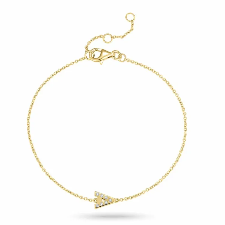 bokstav a zirkon armband i förgyllt silver