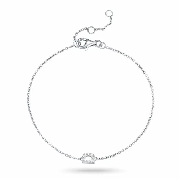 bokstav d zirkon armband i silver - My Letter
