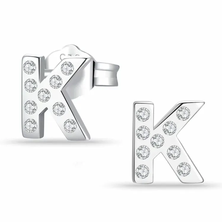 bokstav k zirkon örhängestift i silver - My Letter