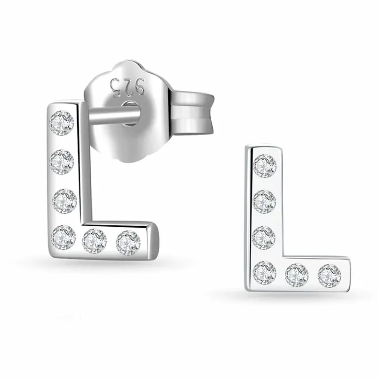 bokstav l zirkon örhängestift i silver - My Letter