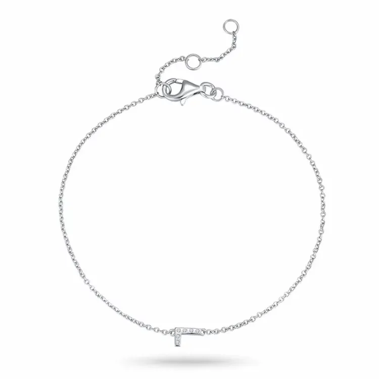 bokstav l zirkon armband i silver - My Letter