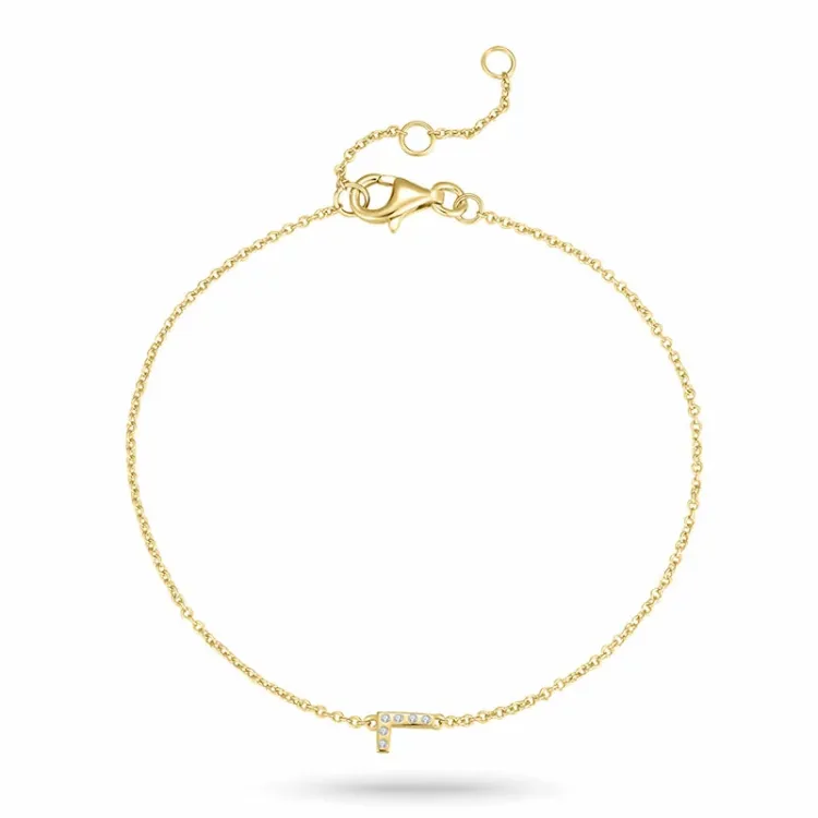 bokstav l zirkon armband i förgyllt silver