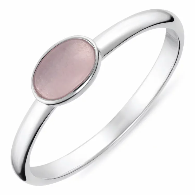 oval rosa ring i silver - Loom Stones