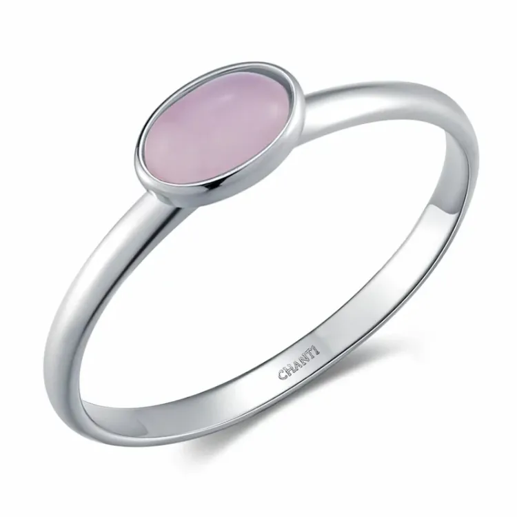 oval rosa ring i silver - Loom Stones