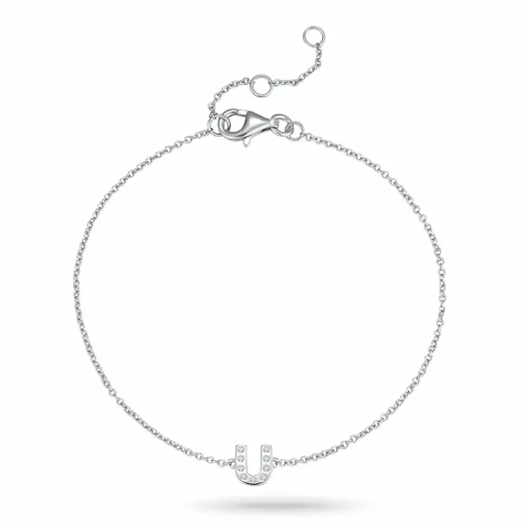 bokstav u zirkon armband i silver - My Letter