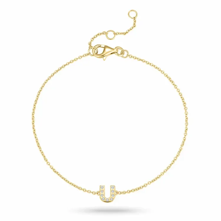bokstav u zirkon armband i förgyllt silver - My Letter
