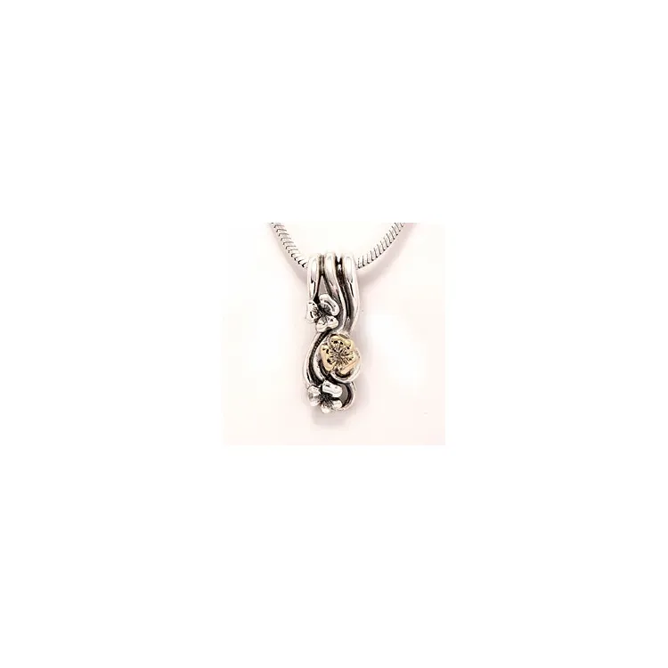 Blommor hängen i oxiderat sterlingsilver och 8 karat guld