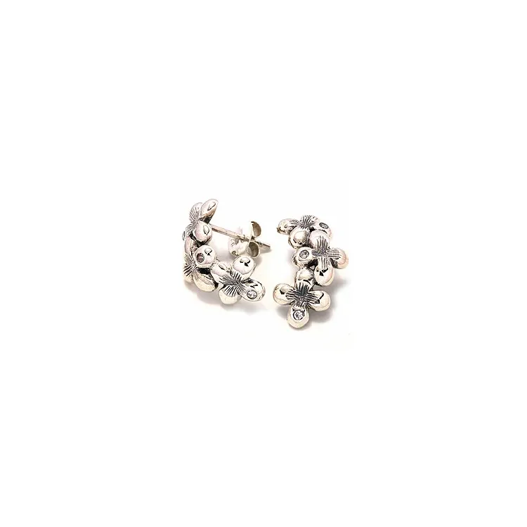 blommor örhängen i oxiderat sterlingsilver