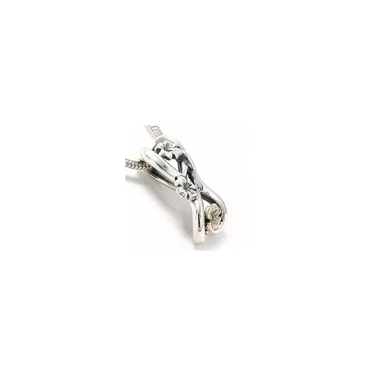Blommaberlock i oxiderat sterlingsilver och 8 karat guld