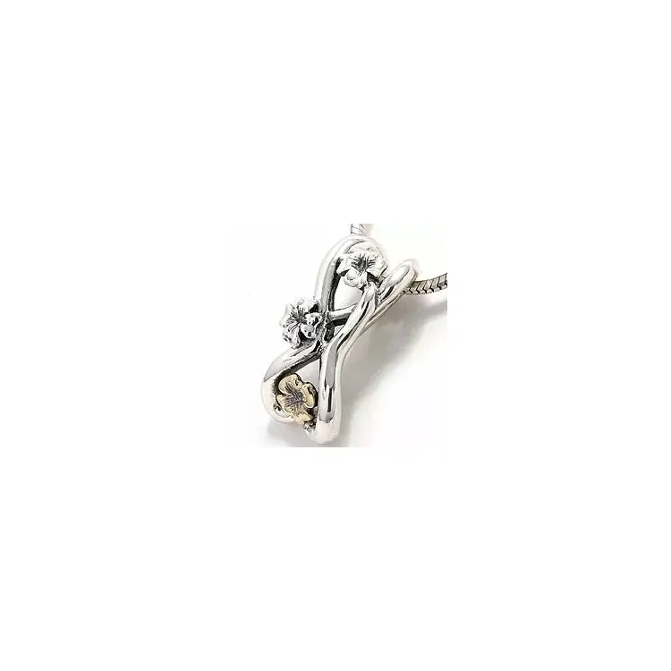 Blommaberlock i oxiderat sterlingsilver och 8 karat guld
