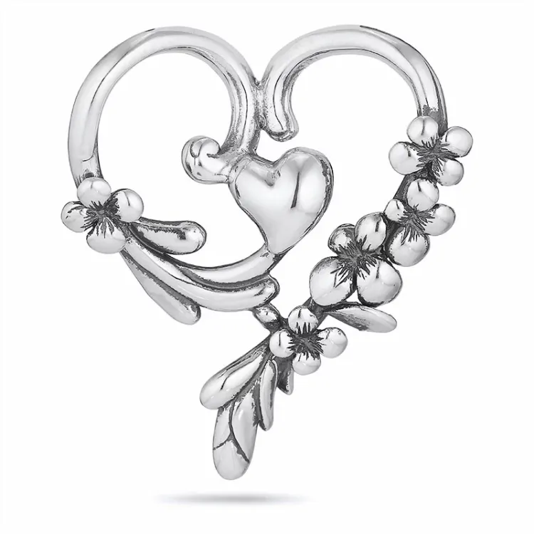 hjärta hängen i oxiderat sterlingsilver