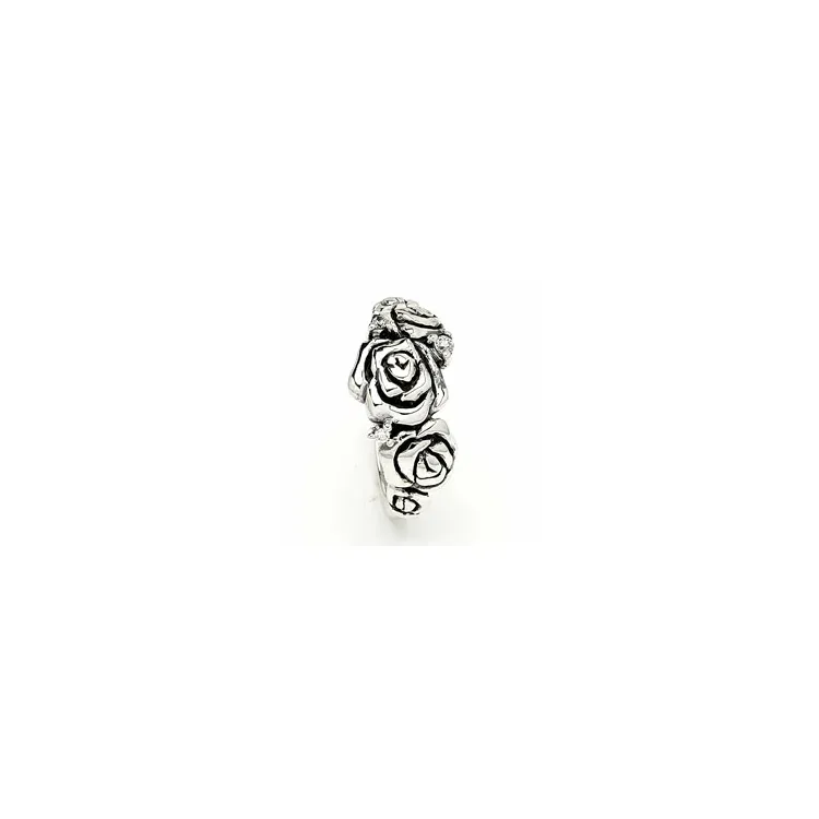 Ros ring i oxiderat sterlingsilver