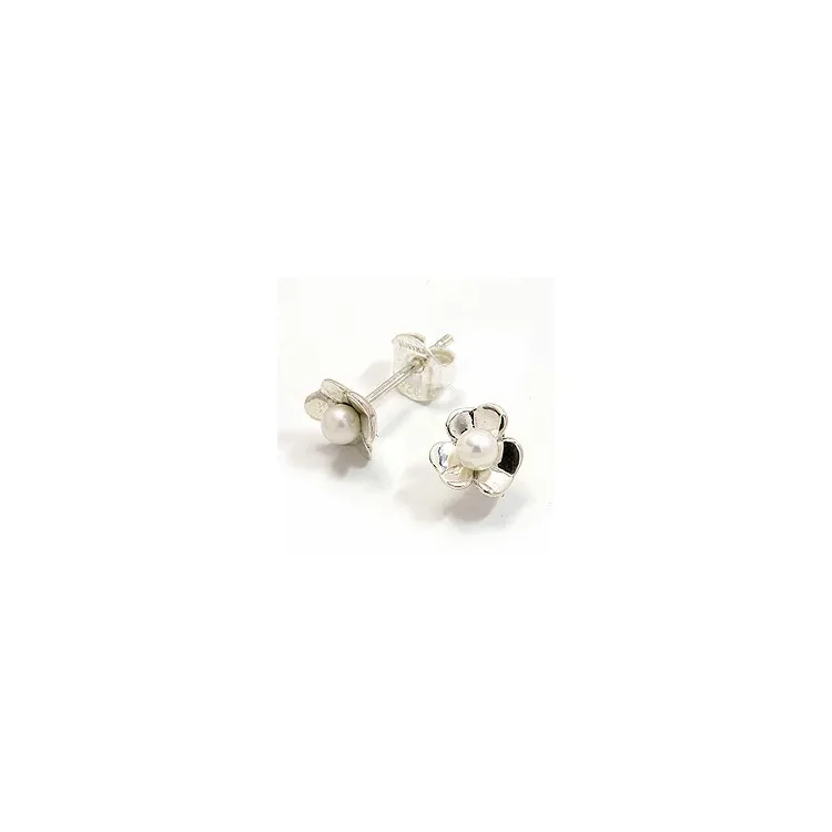 Blommor örhängen i oxiderat sterlingsilver