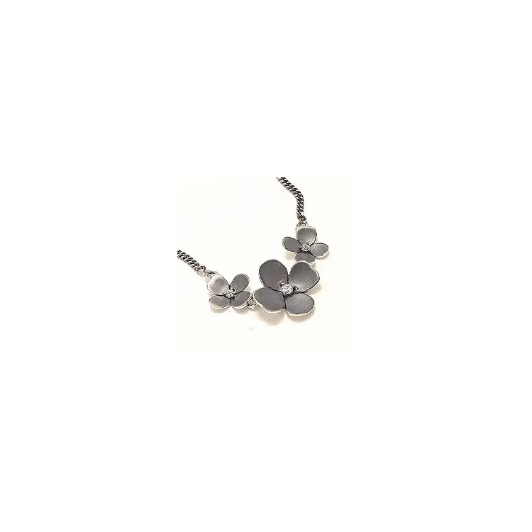 Blommor halsband i oxiderat sterlingsilver