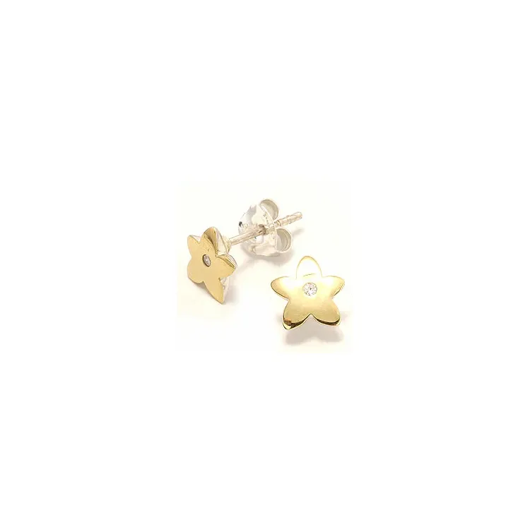 blommor ploppar i silver med 8 karat guld med zirkon