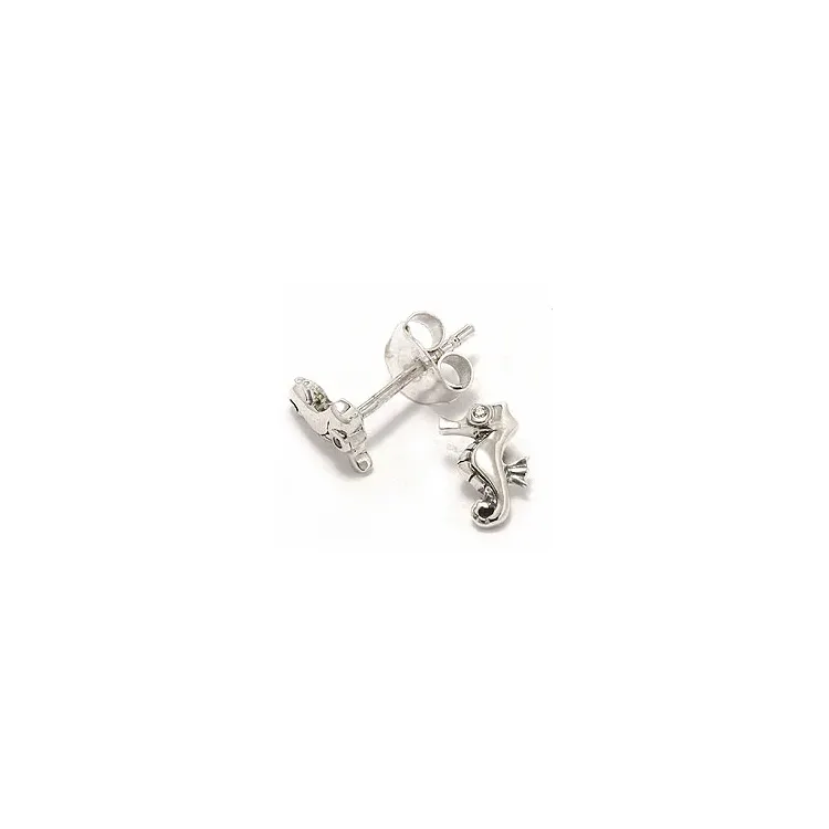 Sjöhäst örhängestift i oxiderat sterlingsilver