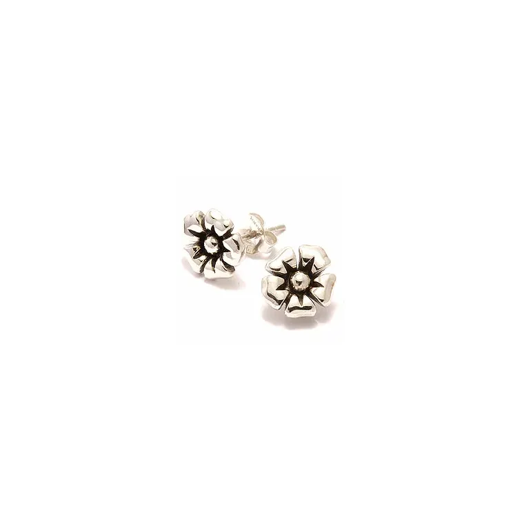 Blommor örhängestift i oxiderat sterlingsilver
