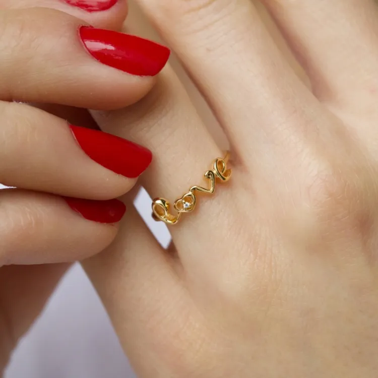 Love ring i förgyllt silver