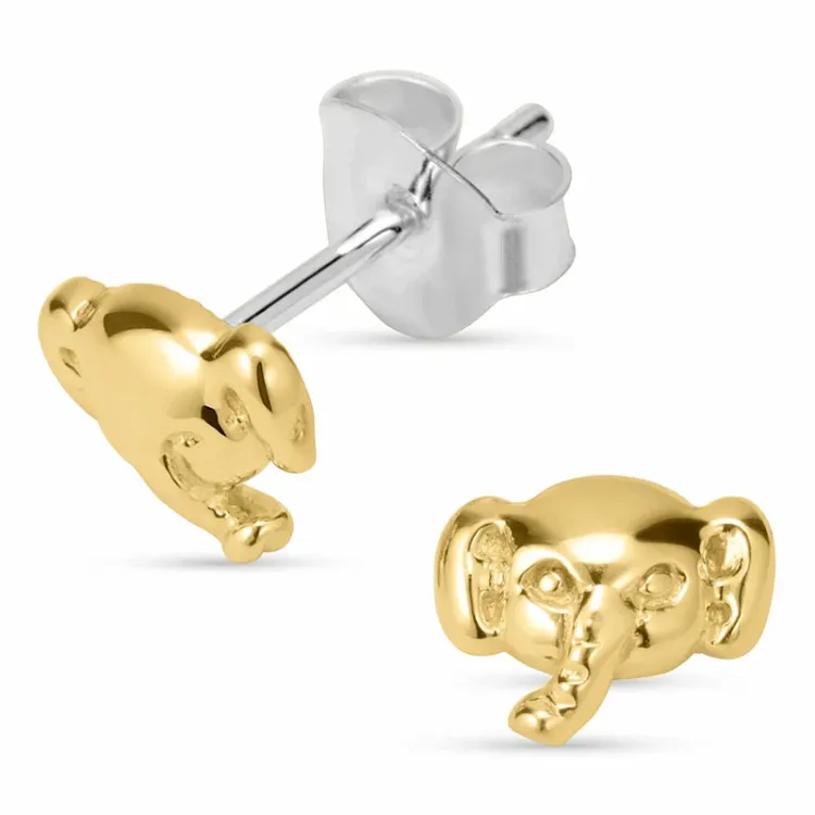 Elefant örhängestift i förgyllt silver