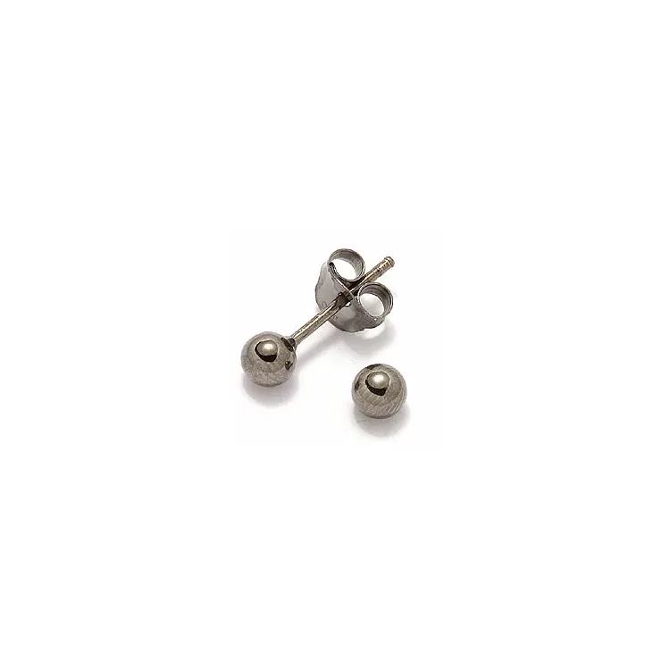 4 mm kula örhängen i svart rhodinerat silver