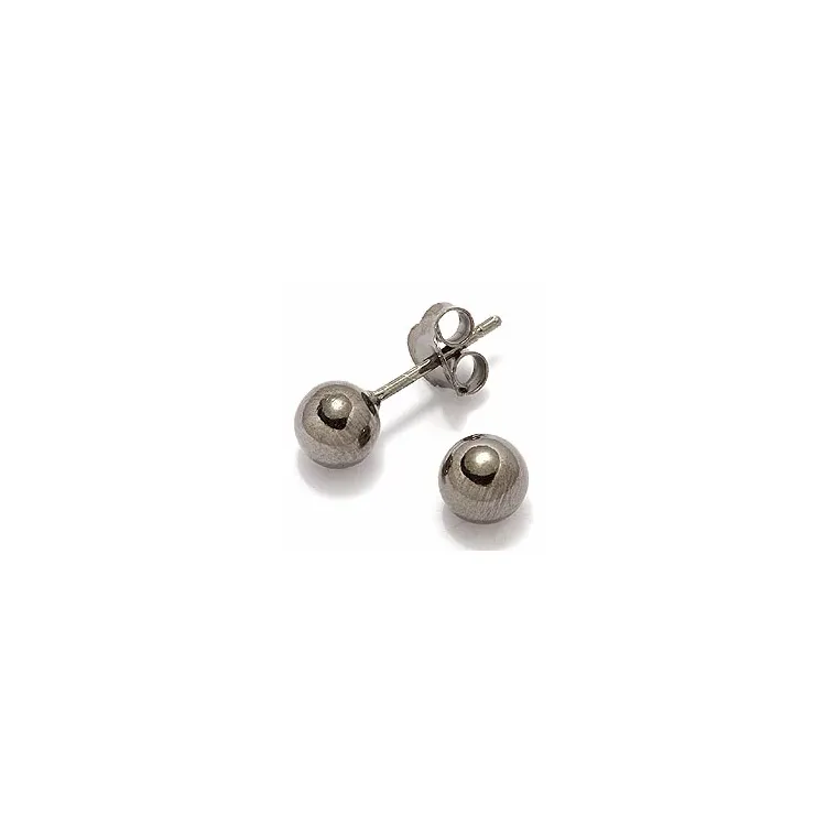 6 mm Dark Harmony örhängestift i svart rhodinerat silver