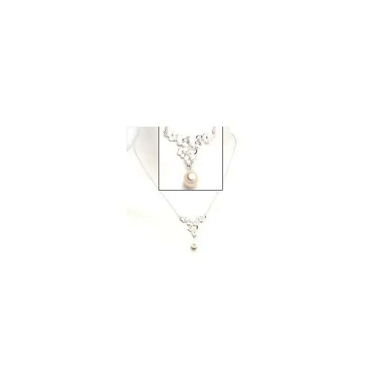 Blommor pärla halsband i silver
