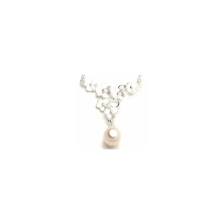 Blommor pärla halsband i silver