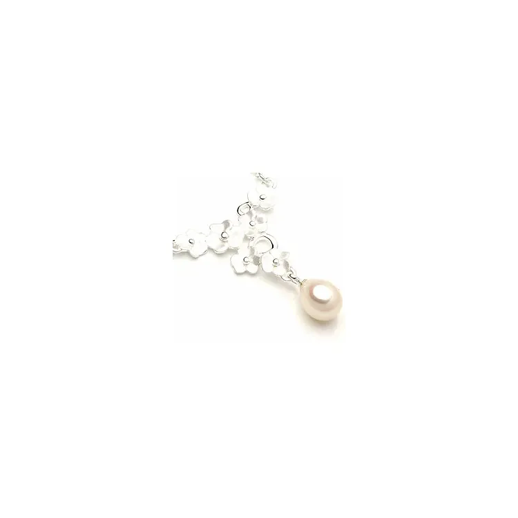 Blommor pärla halsband i silver
