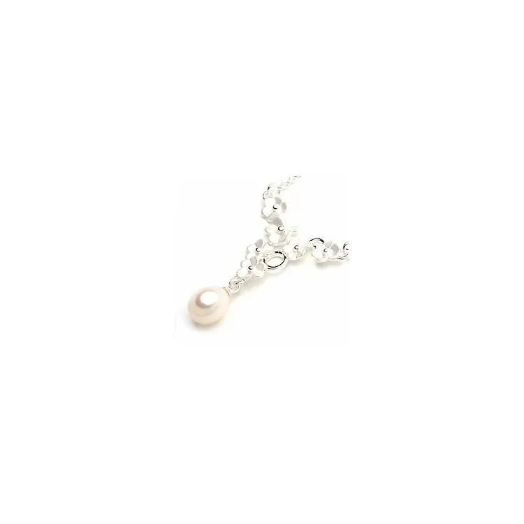 Blommor pärla halsband i silver