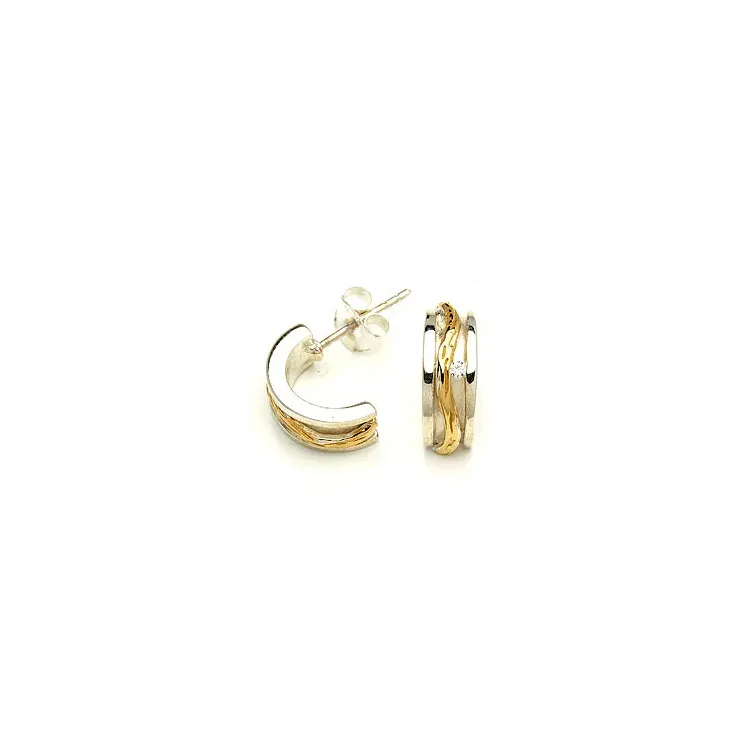 15 mm halvcreol i silver med förgyllt silver