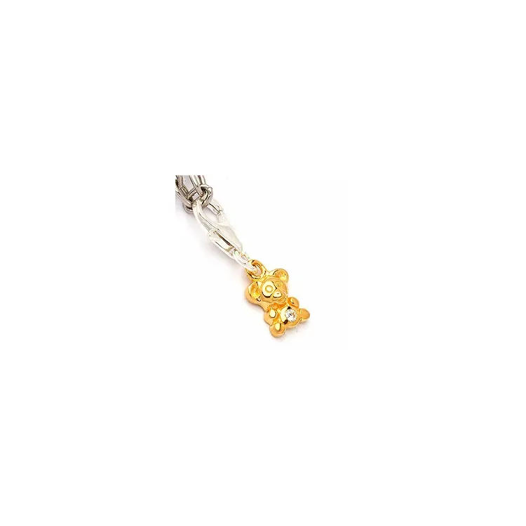 Nalle charm i silver med förgyllt silver