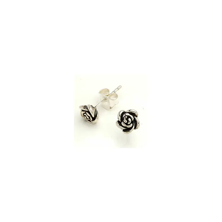 Ros örhängen i oxiderat sterlingsilver