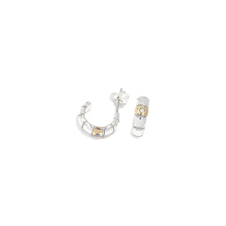 halvcreol i oxiderat silver med 8 karat guld med zirkon