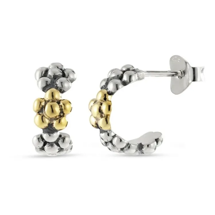 blommor halvcreol i oxiderat silver med 8 karat guld